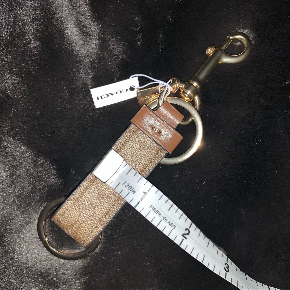 NEW! COACH Trigger Snap Key Ring / Bag Charm w/ Dogleash Snap, Gold/Khaki NWT! - Picture 13 of 16